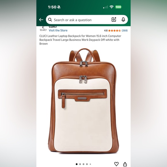 Elegant Brown and White Women's Backpack - Picture 8 of 16